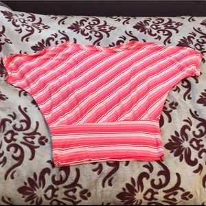 Pink horizontal striped top